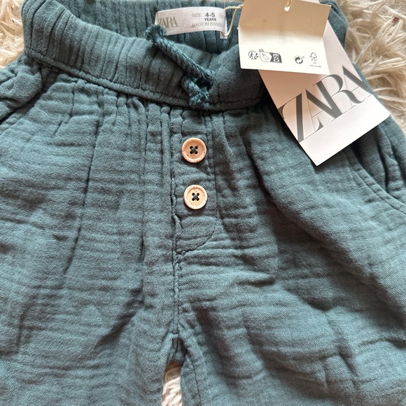 New Zara Boys Linen Shorts Teal Size 4 5 Years - Picture 2 of 3